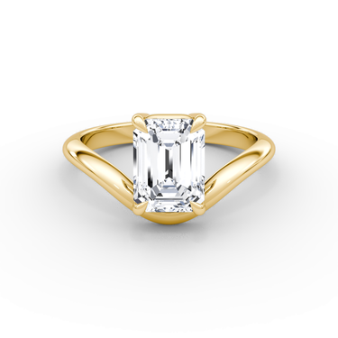 Just Brilliant Curve Solitaire Diamond Ring, Plain / Emerald / Other, 18K Yellow Gold, front view