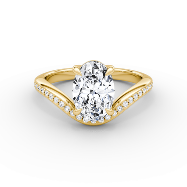 Just Brilliant Curve Solitaire Diamond Ring, Pavé / Oval / Other, 18K Yellow Gold, front view