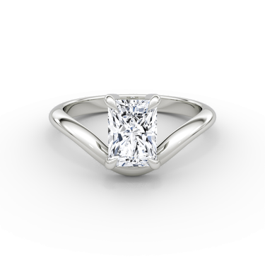 Curve Diamond Ring — Plain Radiant in 18K White Gold — front view; small dark JB and diamond engraving