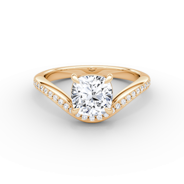 Just Brilliant Curve Solitaire Diamond Ring, Pavé / Cushion / Other, 18K Rose Gold, front view