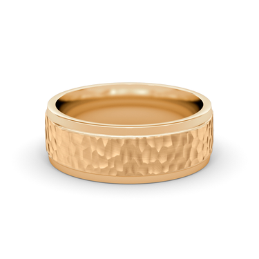 Just Brilliant Hammered Band in 18K Rose Gold, front