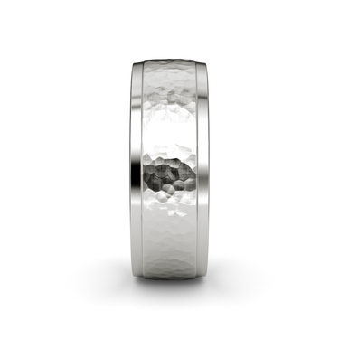 Just Brilliant Hammered Band in 18K White Gold, side