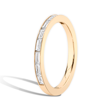 Just Brilliant Devotion band in 18K Rose Gold, side view.