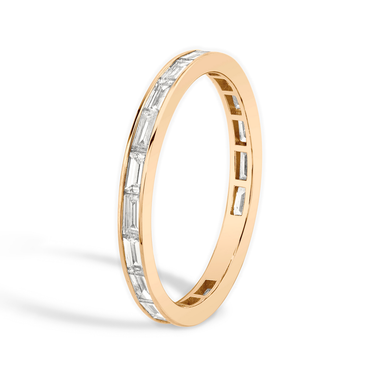 Just Brilliant Devotion band in 18K Rose Gold, side view.