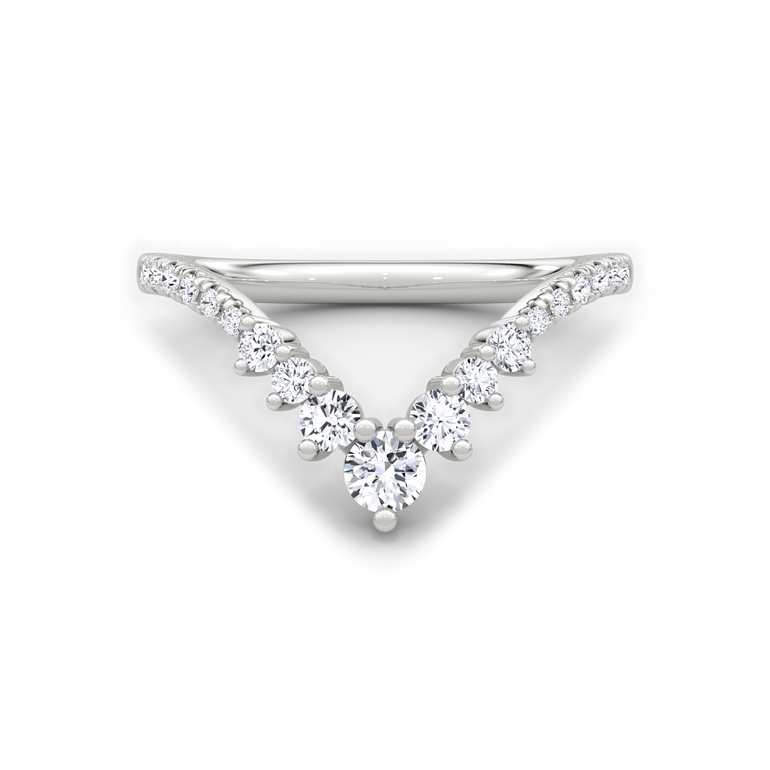 Just Brilliant dew drop crown band in 18K White Gold, front view.
