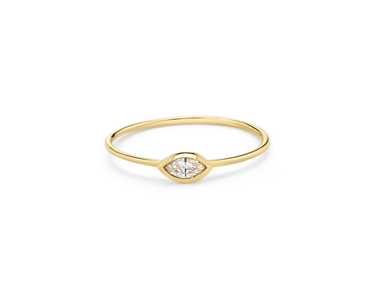 Just Brilliant Diamond Bezel Ring, marquise, 18K Yellow Gold, front view