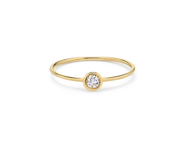Just Brilliant Diamond Bezel Ring, round-brilliant, 18K Yellow Gold, front view