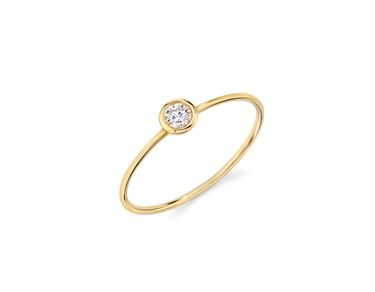Just Brilliant Diamond Bezel Ring, round-brilliant, 18K Yellow Gold, upright view