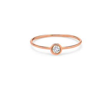 Just Brilliant Diamond Bezel Ring, round-brilliant, 18K Rose Gold, front view
