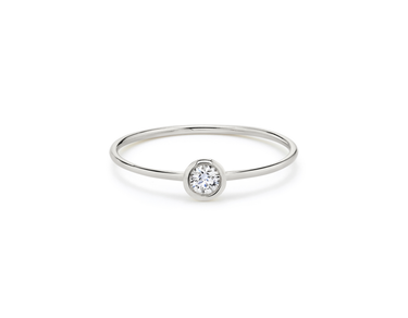 Just Brilliant Diamond Bezel Ring, round-brilliant, 18K White Gold, front view