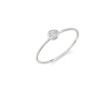 Just Brilliant Diamond Bezel Ring, round-brilliant, 18K White Gold, upright view