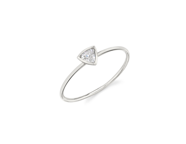Just Brilliant Diamond Bezel Ring, trillion, 18K White Gold, upright view