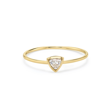 Just Brilliant Diamond Bezel Ring, trillion, 18K Yellow Gold, front view