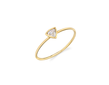Just Brilliant Diamond Bezel Ring, trillion, 18K Yellow Gold, upright view