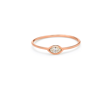 Just Brilliant Diamond Bezel Ring, marquise, 18K Rose Gold, front view