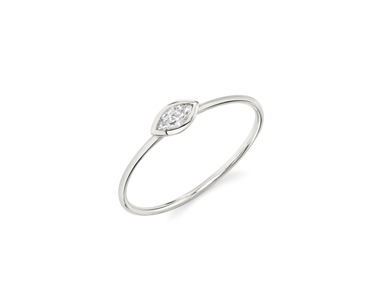 Just Brilliant Diamond Bezel Ring, marquise, 18K White Gold, upright view
