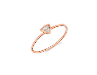 Just Brilliant Diamond Bezel ring in 18K Rose Gold, upright view.
