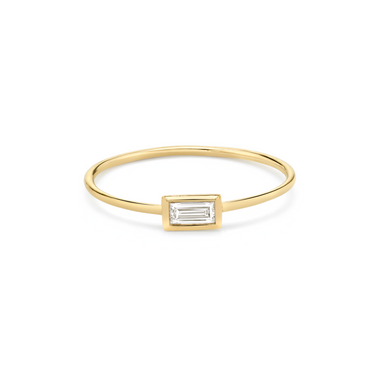 Just Brilliant Diamond Bezel Ring, baguette, 18K Yellow Gold, front view