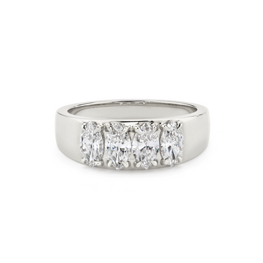 Just Brilliant Tetrad Diamond Ring in 18K White Gold, front view.