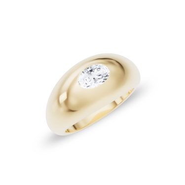 Just Brilliant Dome Band, oval, 18K Yellow Gold, oblique