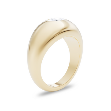 Just Brilliant Dome Band in 18K Yellow Gold, upright view.