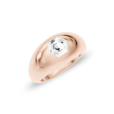 Just Brilliant Dome Band, hexagon, 18K Rose Gold, oblique