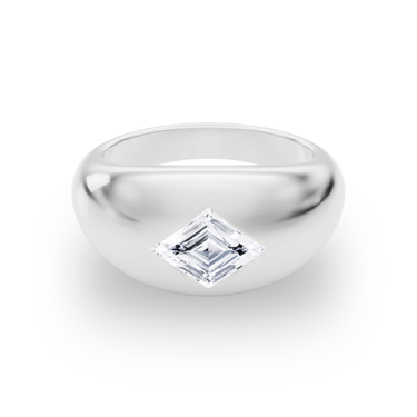 Just Brilliant Dome Band, lozenge, 18K White Gold, front