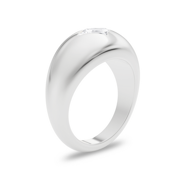 Just Brilliant Dome Band in 18K White Gold, upright view.