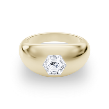 Just Brilliant Dome Band in 18K Yellow Gold, front view.