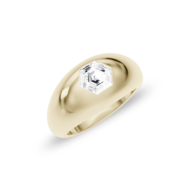 Just Brilliant Dome Band, hexagon, 18K Yellow Gold, oblique