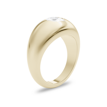 Just Brilliant Dome Band in 18K Yellow Gold, upright view.