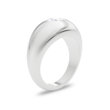 Just Brilliant Dome Band in 18K White Gold, upright view.