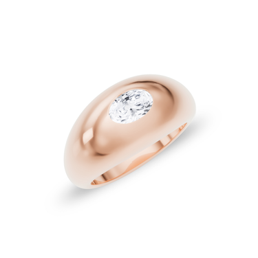 Just Brilliant Dome Band, oval, 18K Rose Gold, oblique