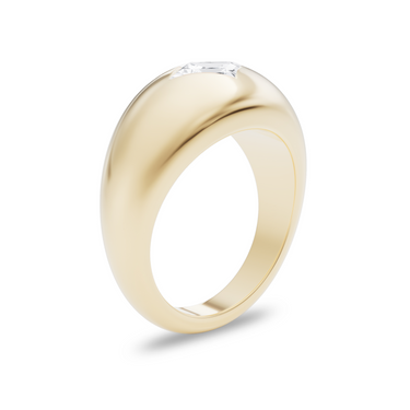 Just Brilliant Dome Band in 18K Yellow Gold, upright view.