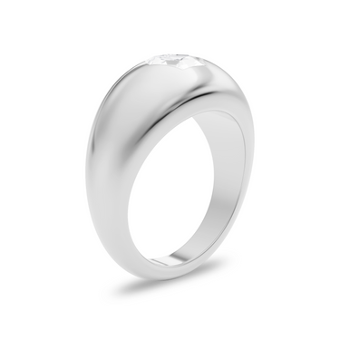 Just Brilliant Dome Band in 18K White Gold, upright view.