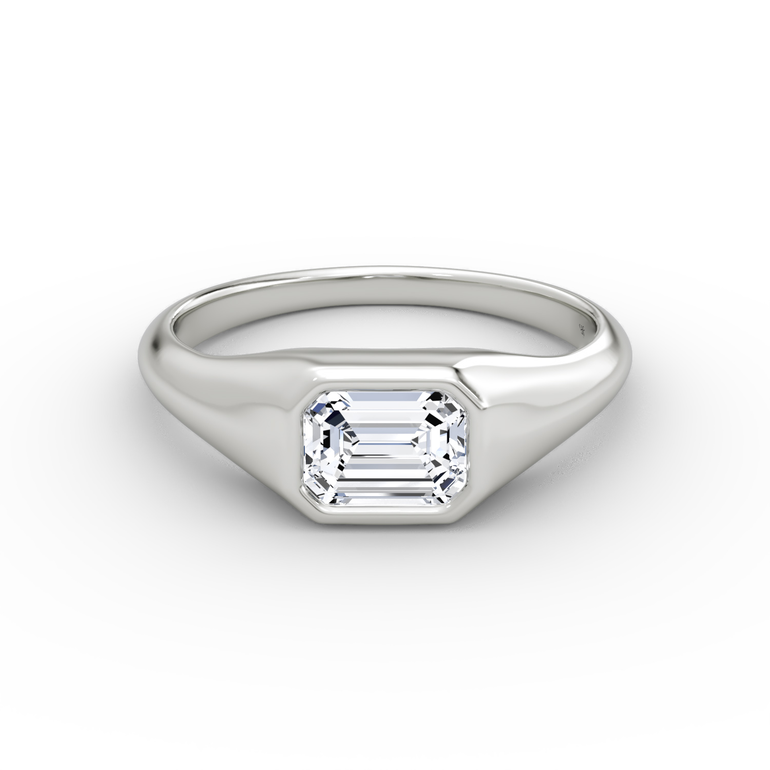 Just Brilliant East West Signet ring in white gold — front