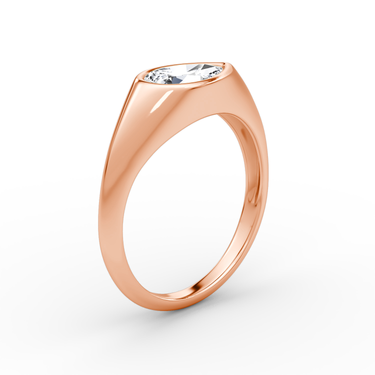 Just Brilliant East West Signet ring in rose gold — upright