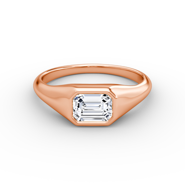 Just Brilliant East West Signet ring in rose gold — front