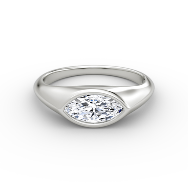 Just Brilliant East West Signet ring in white gold — front