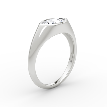 Just Brilliant East West Signet ring in white gold — upright