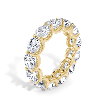 Just Brilliant Eternity Band, Full eternity / 6.5Ct / Round Brilliant in 18K Yellow Gold, upright view, unengraved.