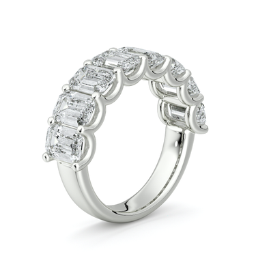 Just Brilliant Eternity Band, Half eternity / 4.0Ct / Emerald in 18K White Gold, upright view, unengraved.