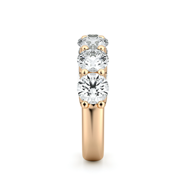 Just Brilliant Eternity Band, Half eternity / 3.0Ct / Round Brilliant in 18K Rose Gold, side view, unengraved.