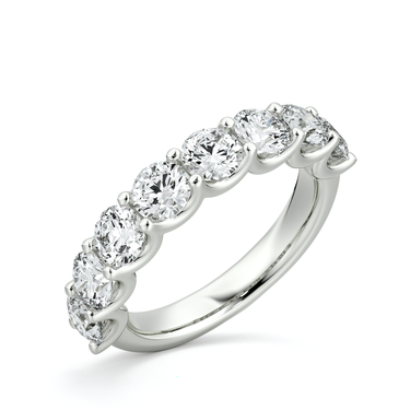 Just Brilliant Eternity Band, Half eternity / 2.0Ct / Round Brilliant in 18K White Gold, oblique view, unengraved.