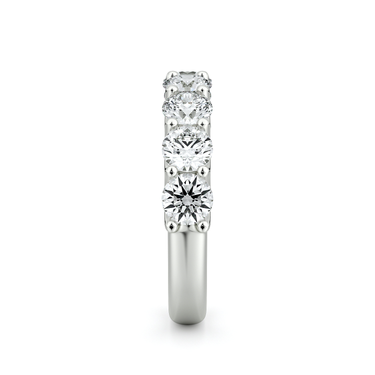Just Brilliant Eternity Band, Half eternity / 2.0Ct / Round Brilliant in 18K White Gold, side view, unengraved.