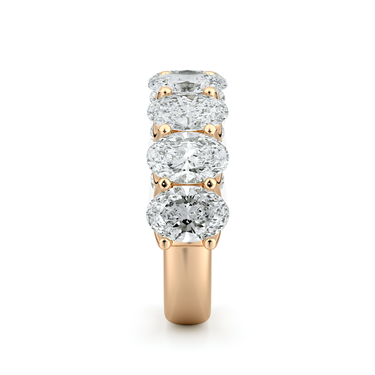 Just Brilliant Eternity Band, Half eternity / 4.0Ct / Oval in 18K Rose Gold, side view, unengraved.