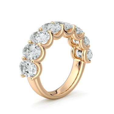 Just Brilliant Eternity Band, Half eternity / 4.0Ct / Oval in 18K Rose Gold, upright view, unengraved.