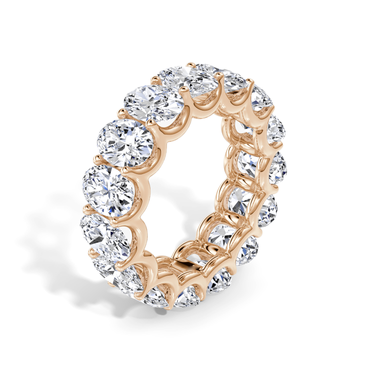 Just Brilliant Eternity Band, Full eternity / 7.5Ct / Oval in 18K Rose Gold, upright view, unengraved.