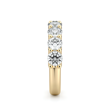Just Brilliant Eternity Band, Half eternity / 2.0Ct / Round Brilliant in 18K Yellow Gold, side view, unengraved.