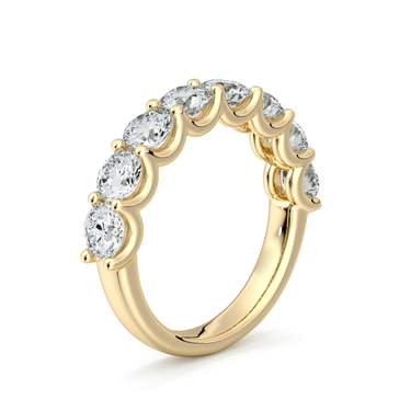 Just Brilliant Eternity Band, Half eternity / 2.0Ct / Round Brilliant in 18K Yellow Gold, upright view, unengraved.
